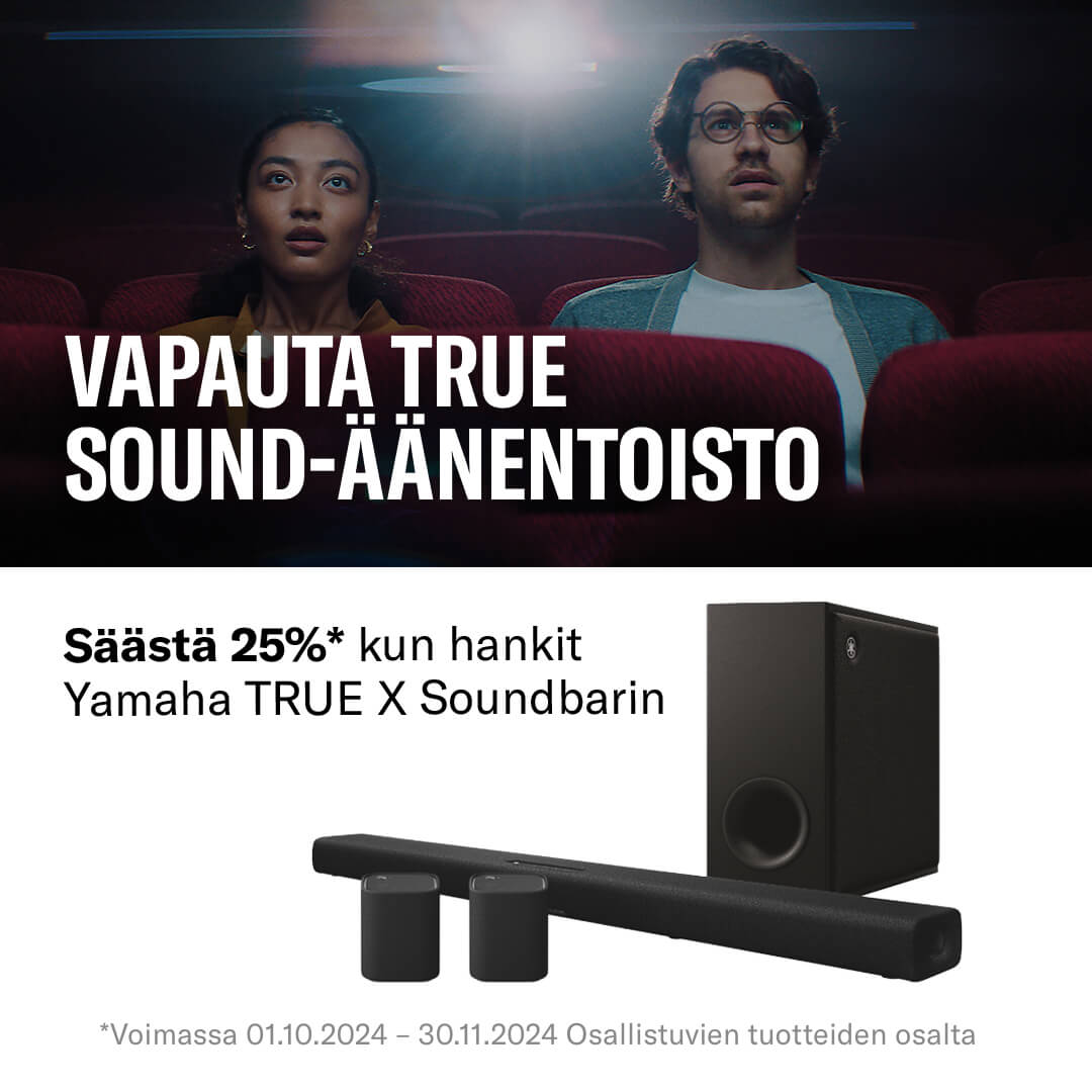 Saat 25% rahaa takaisin, kun ostat kampanjaan kuuluvan Yamaha Soundbarin kampanja-aikana. Lisätietoja tuotesivuilla.