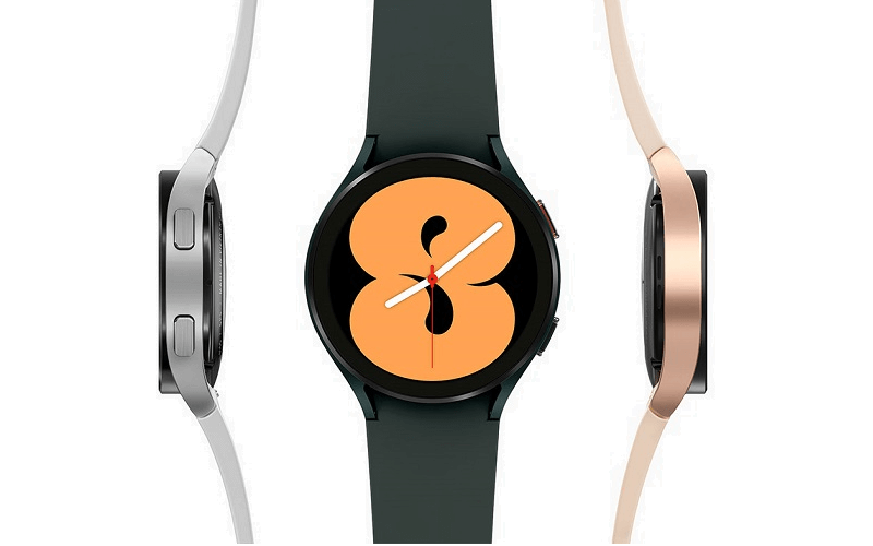 Kolme eriväristä Samsung Galaxy Watch älykelloa eri suunnista kuvattuna