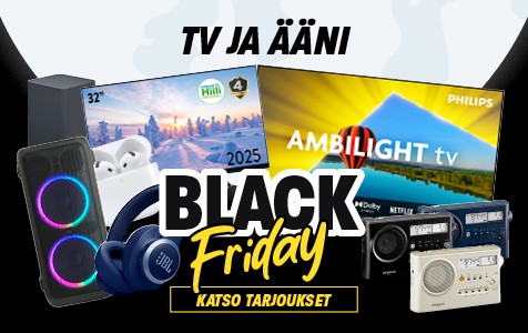 Televisiot, soundbarit ja kuulokkeet nyt Black Friday hintaan!